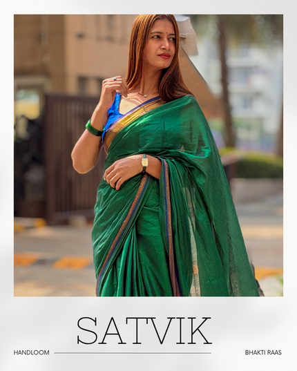 Shyam Mohini Emerald Green Handloom Saree