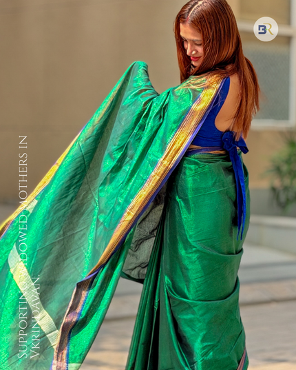 Shyam Mohini Emerald Green Handloom Saree