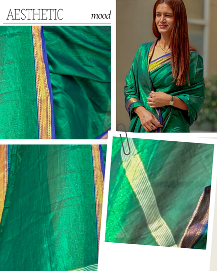 Shyam Mohini Emerald Green Handloom Saree