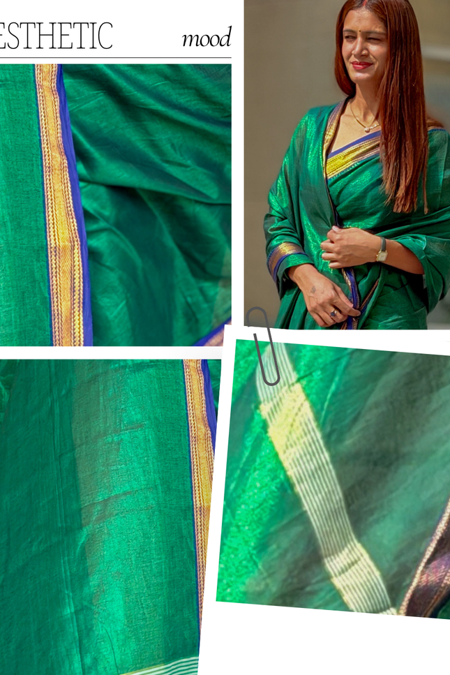 Shyam Mohini Emerald Green Handloom Saree