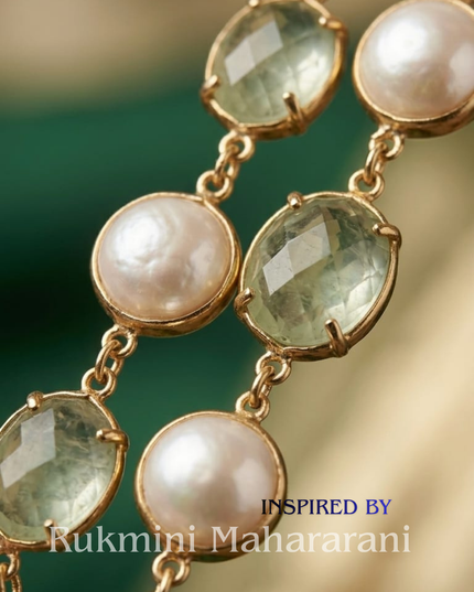 Shyama Sundari – Pearl & Green Stone Necklace