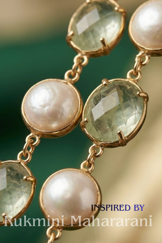 Shyama Sundari – Pearl & Green Stone Necklace