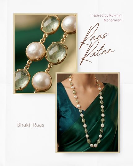 Shyama Sundari – Pearl & Green Stone Necklace