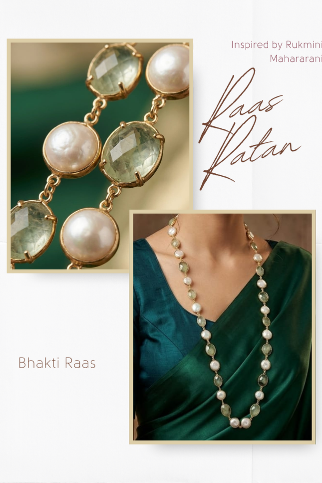 Shyama Sundari – Pearl & Green Stone Necklace