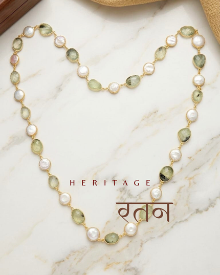 Shyama Sundari – Pearl & Green Stone Necklace