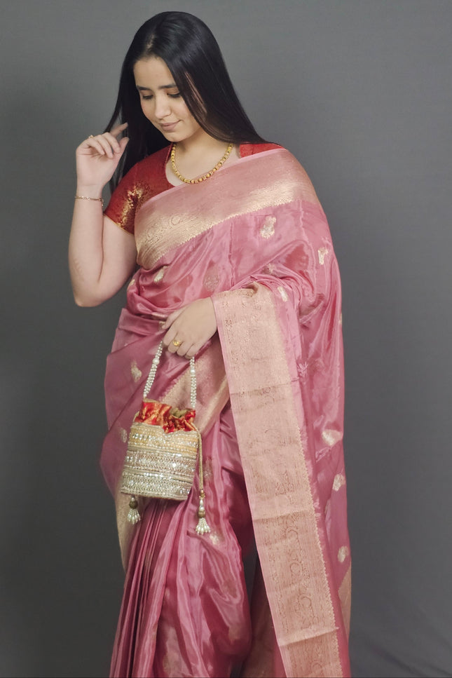 Lotus Pink Banarasi Saree