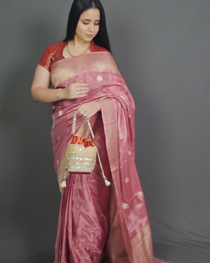 Lotus Pink Banarasi Saree
