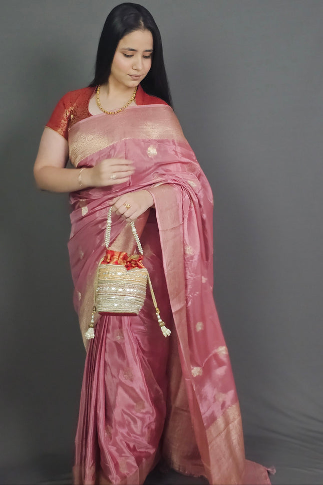 Lotus Pink Banarasi Saree