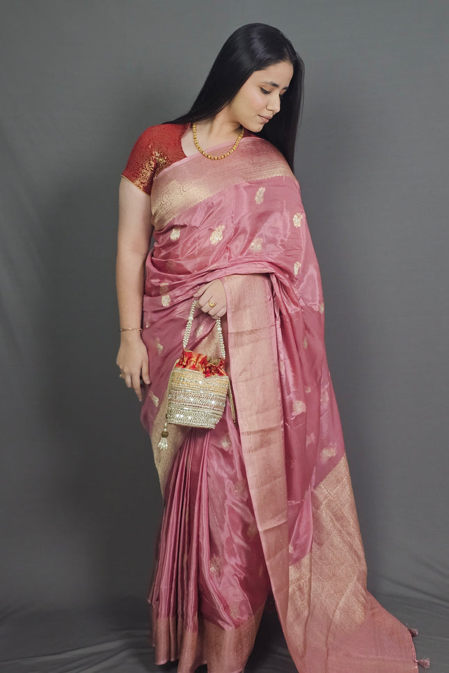Lotus Pink Banarasi Saree