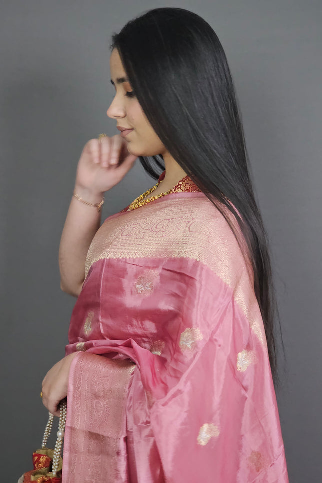 Lotus Pink Banarasi Saree