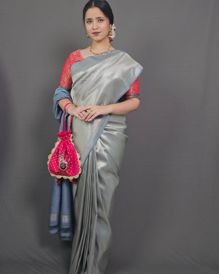 Moonlit Grey Kanjivaram Saree