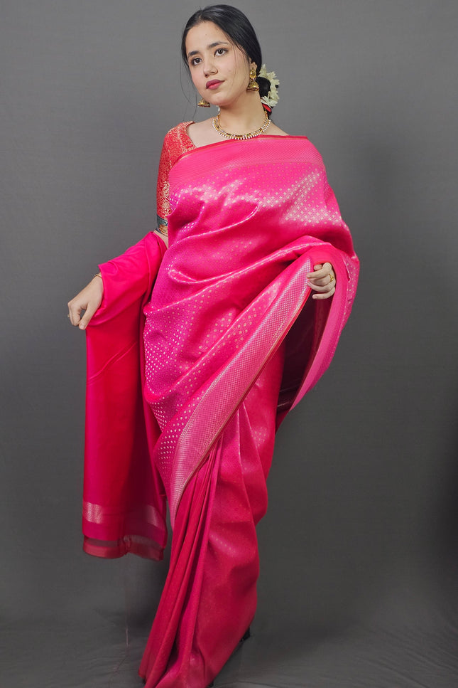 Fuscia Pink Kanjivaram Saree