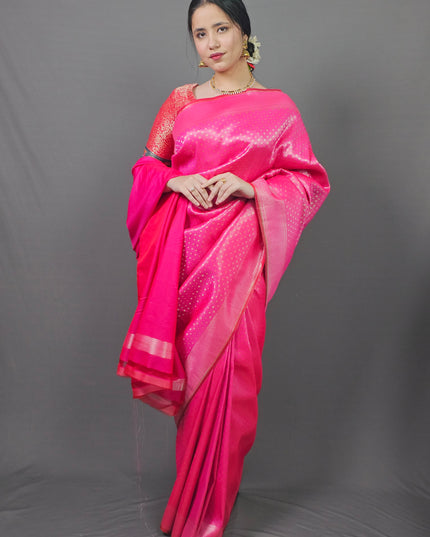 Fuscia Pink Kanjivaram Saree