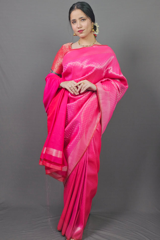 Fuscia Pink Kanjivaram Saree