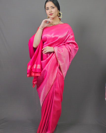 Fuscia Pink Kanjivaram Saree