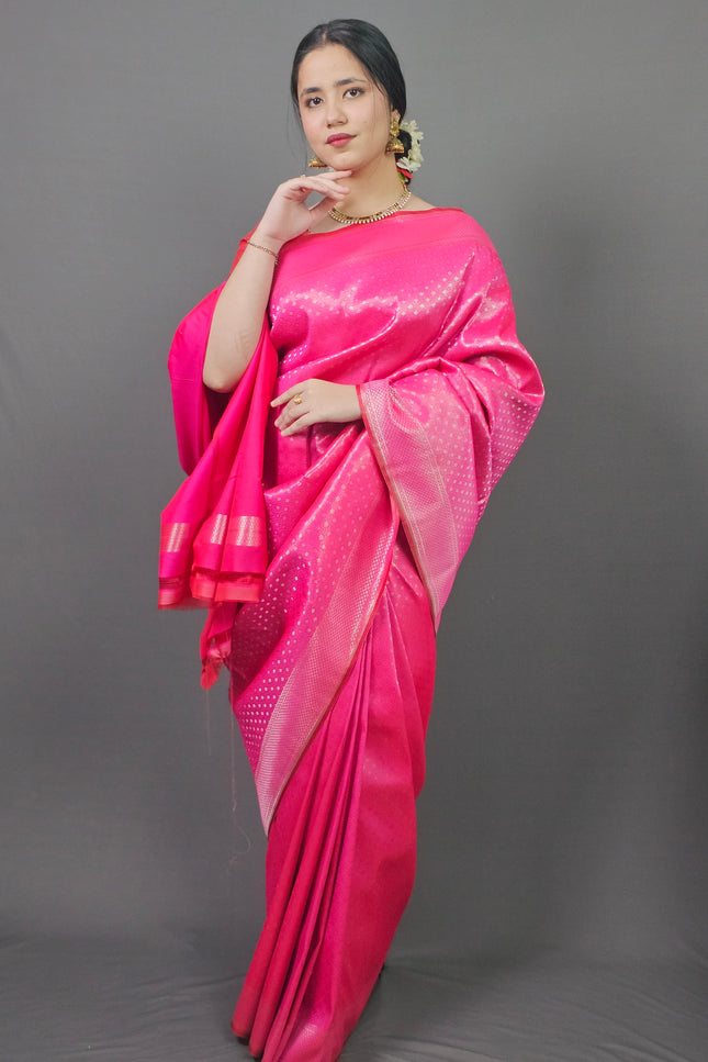 Fuscia Pink Kanjivaram Saree