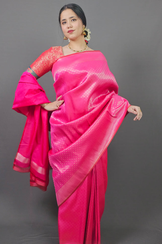 Fuscia Pink Kanjivaram Saree