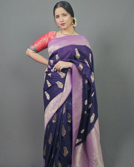 Charming Purple Banarasi Silk Saree