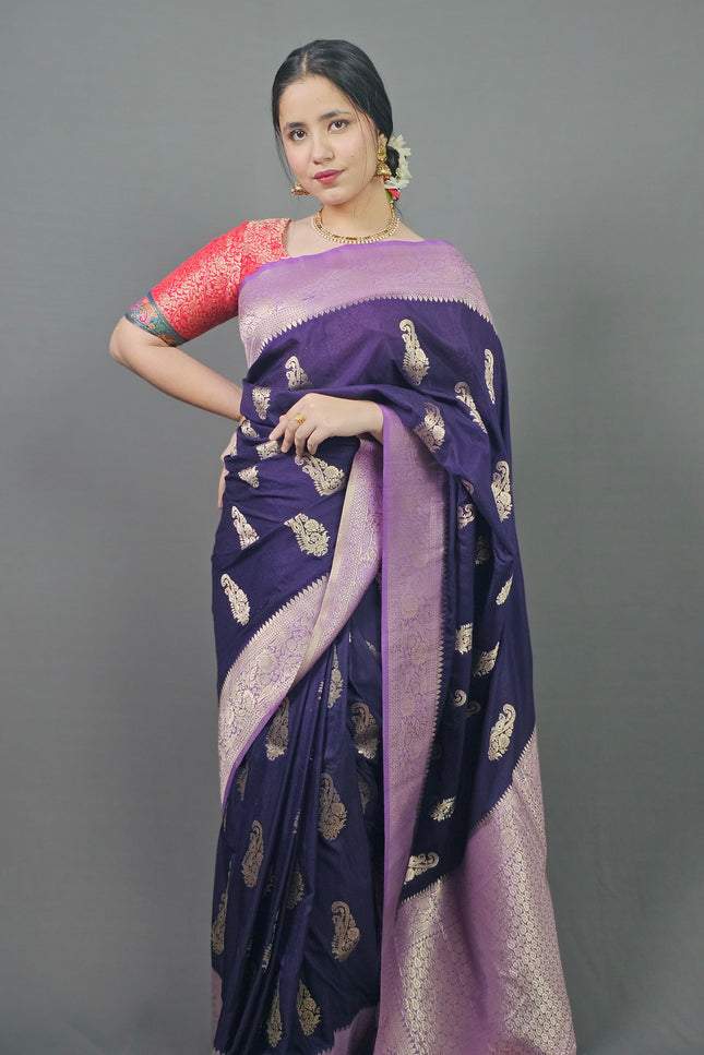 Charming Purple Banarasi Silk Saree