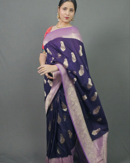 Charming Purple Banarasi Silk Saree