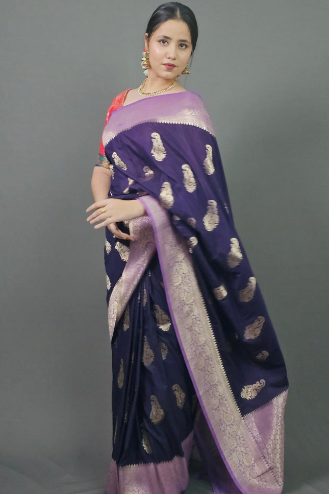 Charming Purple Banarasi Silk Saree