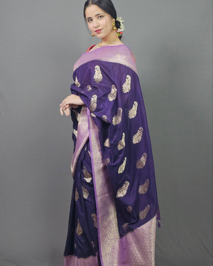 Charming Purple Banarasi Silk Saree