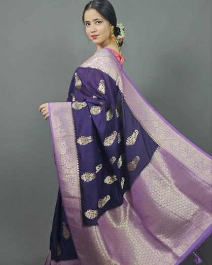 Charming Purple Banarasi Silk Saree