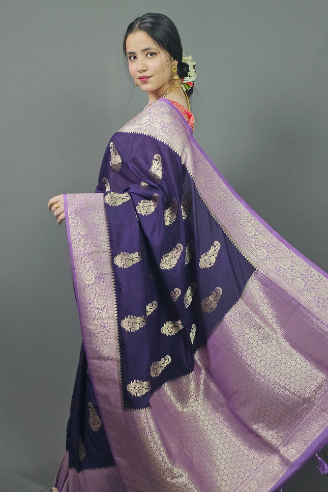 Charming Purple Banarasi Silk Saree