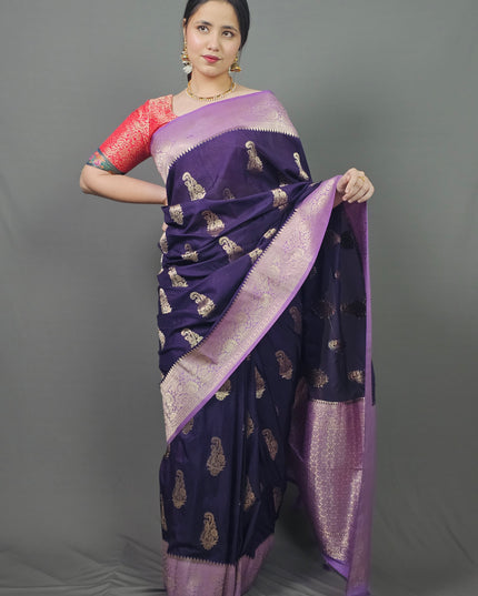 Charming Purple Banarasi Silk Saree