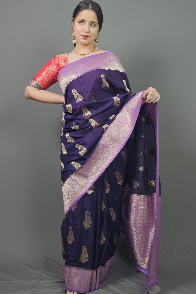 Charming Purple Banarasi Silk Saree