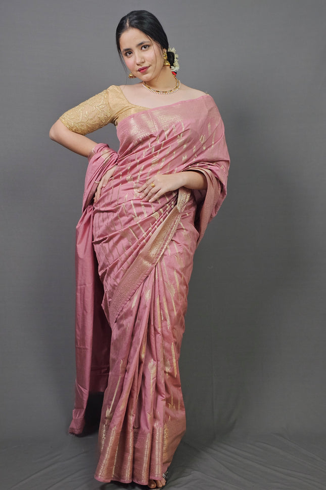Blush Pink Banarasi Saree