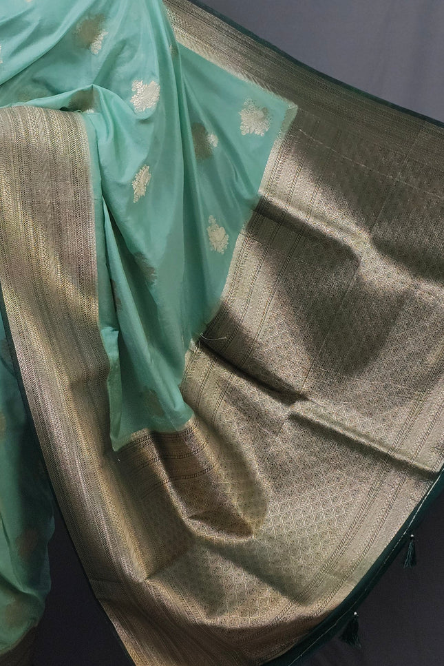 Turquoise Serenity Banarasi Saree