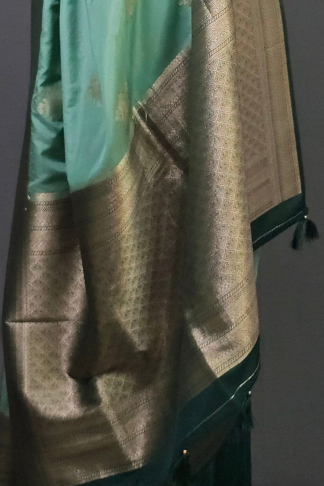 Turquoise Serenity Banarasi Saree