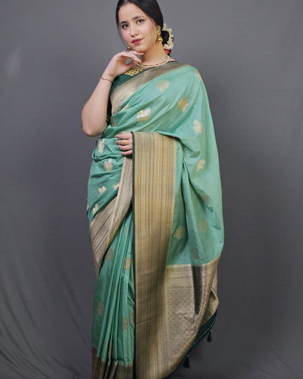 Turquoise Serenity Banarasi Saree