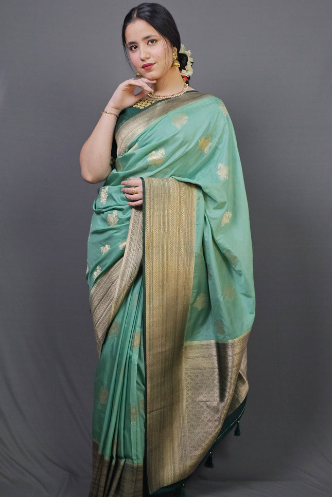 Turquoise Serenity Banarasi Saree