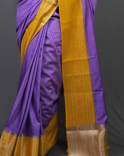 Radiant Yellow and Purple Silk Blend Saree