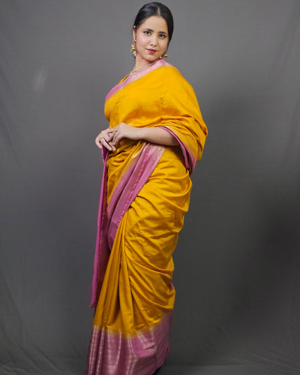 Sunlit Prema Contrast Border Banarasi Saree