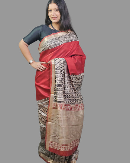 Red Maheswari Silk Saree
