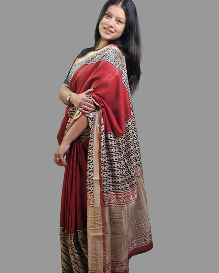 Red Maheswari Silk Saree