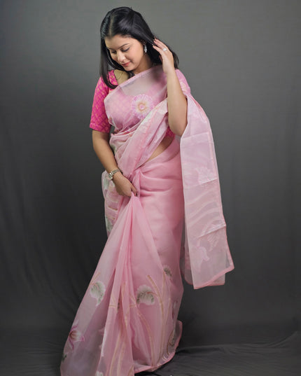Komal Prema Pink Organza Saree