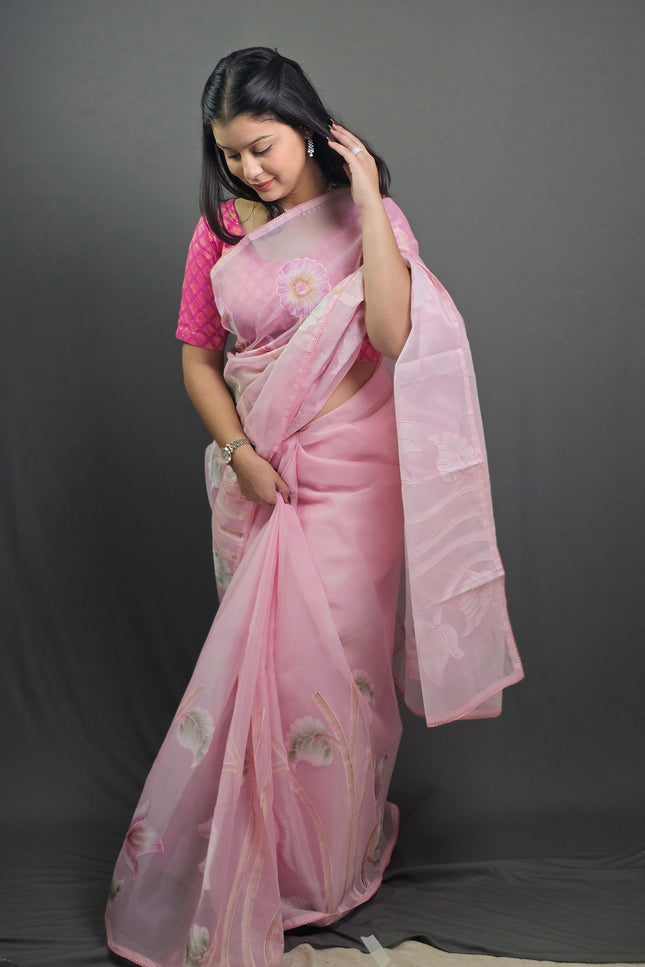 Komal Prema Pink Organza Saree