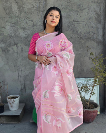 Komal Prema Pink Organza Saree