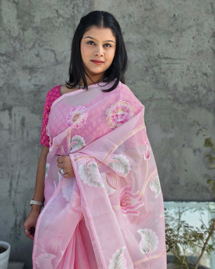 Komal Prema Pink Organza Saree