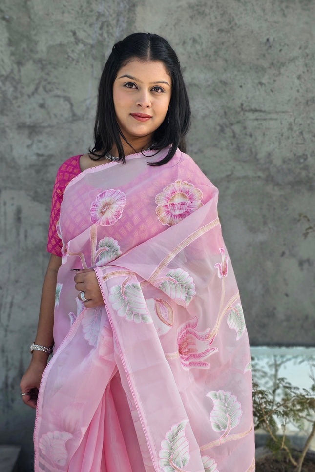 Komal Prema Pink Organza Saree