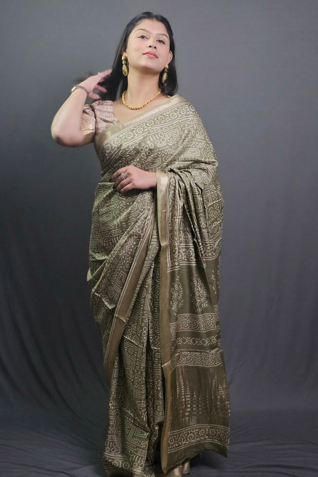 Gopika Olive Grace Silk Saree