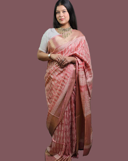Pink Blush Russian Silk Saree