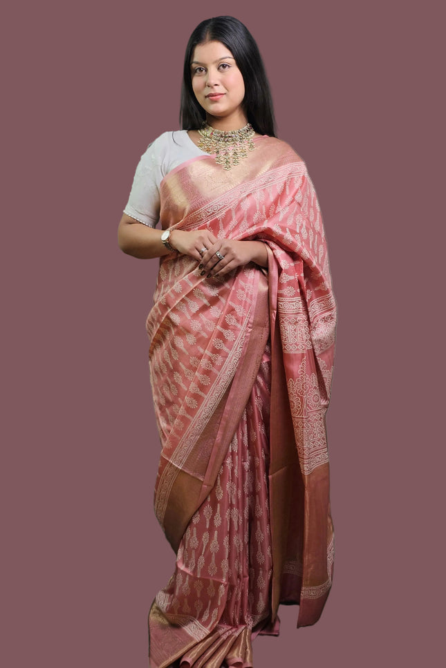 Pink Blush Russian Silk Saree