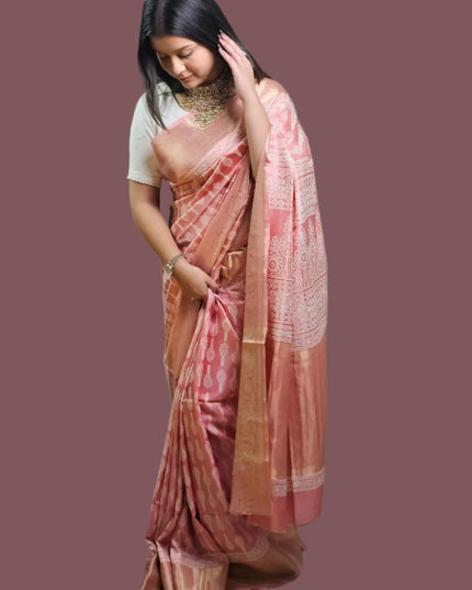 Pink Blush Russian Silk Saree
