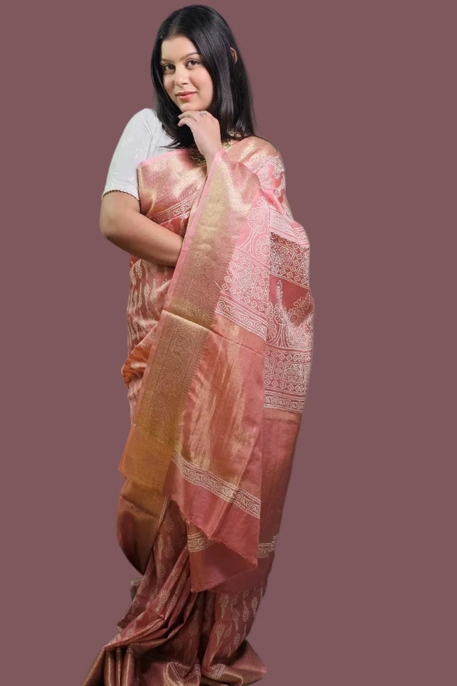 Pink Blush Russian Silk Saree