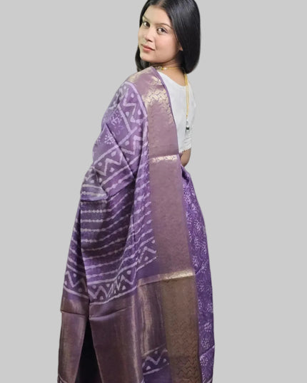 Lustrous Lavendar Russian Silk Saree